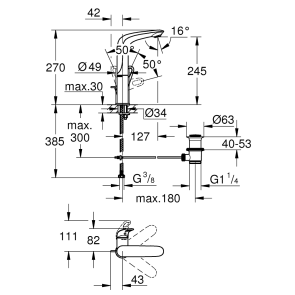 Смеситель Для раковины Grohe Eurostyle 23569003 №2