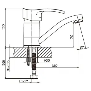 Смеситель для умывальника Haiba Hansberg 004 (излив 15 см) черный (HB0185) №1