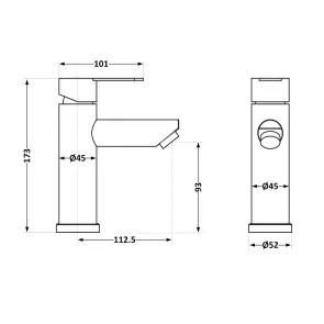 Змішувач для раковини Brinex Pure 001F низький Nickel BRIPUR001FNKL №2