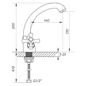 Смеситель для умывальника Zerix TLC 722 с полнооборотной кран буксой (ZX2967) №2