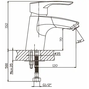 Змішувач для умивальника Haiba Hansberg 001 нержавіюча сталь (HB0170) №2