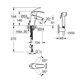 Смеситель Для раковины с лейкой Grohe Eurosmart 23124002 №2