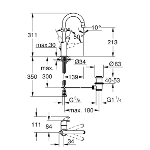 Смеситель Для раковины Grohe Eurosmart 23537002 L-Size №2