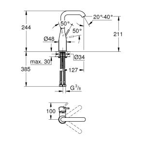 Смеситель Для раковины Grohe Essence L-Size 23541001 №2