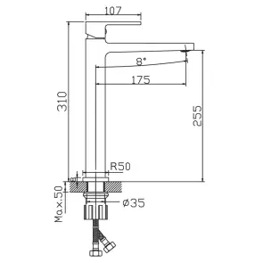 Змішувач для умивальника Haiba Kant 001 HIGH (HB9601) №1