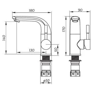 Змішувач для умивальника Zerix LR71205 (LL1468) №3