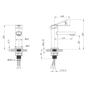 Смеситель для умывальника Mixxus Lord 001 Nut Graphite (Цвет графит) (MI7137) №2