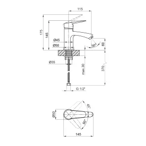 Змішувач для раковини Lidz Nicole 001F (k35) LDNIC001FCRM21880 Chrome №2