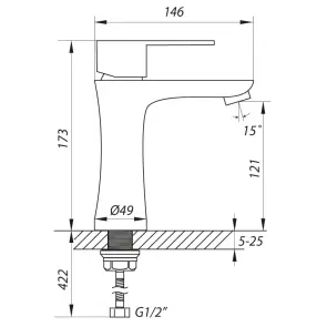 Змішувач для умивальника Zerix LR71002 (LL1031) №2