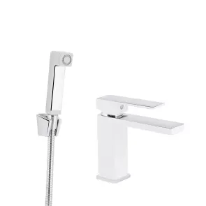 Змішувач для раковини Qtap Gemini (з гігієнічним душем) QTGEM272CRW45691 Chrome/White №1