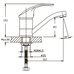 Змішувач для умивальника Haiba Fabio 555 (15 см) (HB0106) №1