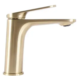 Змішувач для раковини (умивальника) REA MARCO BRUSHED GOLD низький №2