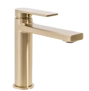 Змішувач для раковини (умивальника) REA VERSO BRUSHED GOLD низький №2