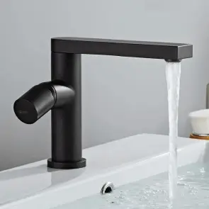 Змішувач для раковини (умивальника) REA TAP BLACK чорний низький №2