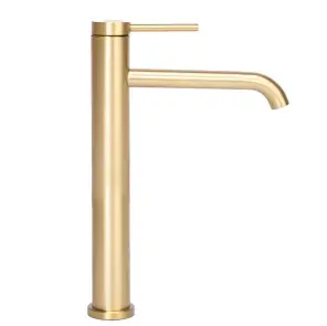Змішувач для раковини (умивальника) REA CLIF BRUSHED GOLD золотий матовий високий №2