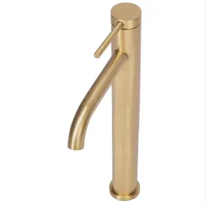 Змішувач для раковини (умивальника) REA CLIF BRUSHED GOLD золотий матовий високий №3