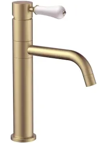 Змішувач для раковини (умивальника) REA SERRA BRUSHED GOLD низький №1