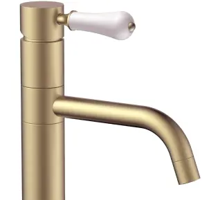 Змішувач для раковини (умивальника) REA SERRA BRUSHED GOLD низький №2