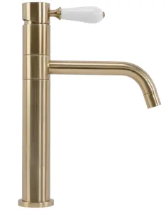 Змішувач для раковини (умивальника) REA SERRA BRUSHED GOLD низький №3