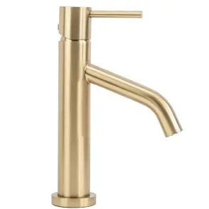 Змішувач для раковини (умивальника) REA LEVEL BRUSHED GOLD матове золото низький №4