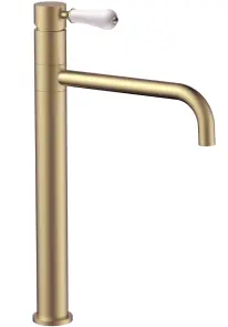 Змішувач для раковини (умивальника) REA SERRA BRUSHED GOLD високий №1