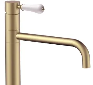 Змішувач для раковини (умивальника) REA SERRA BRUSHED GOLD високий №2