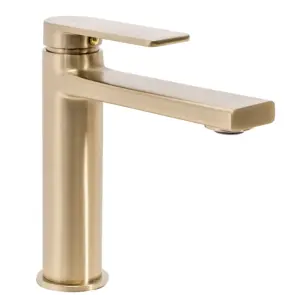 Змішувач для раковини (умивальника) REA VERSO BRUSHED GOLD низький №4