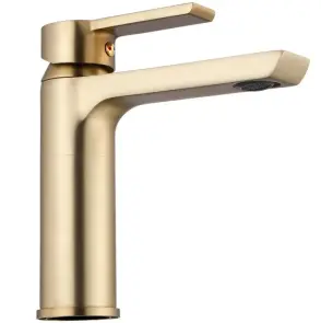 Змішувач для раковини (умивальника) REA ARGUS BRUSHED GOLD золотий матовий низький №2