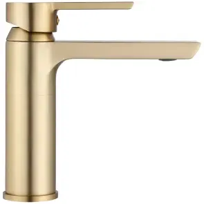 Змішувач для раковини (умивальника) REA ARGUS BRUSHED GOLD золотий матовий низький №3