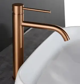 Змішувач для раковини (умивальника) REA LUNGO BRUSHED COPPER високий №2