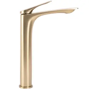 Змішувач для раковини (умивальника) REA AVALON BRUSHED GOLD високий №3