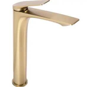 Змішувач для раковини (умивальника) REA AVALON BRUSHED GOLD високий №4