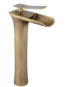 Змішувач для раковини (умивальника) REA LAGUNA ANTIQUE BRUSHED GOLD високий №1