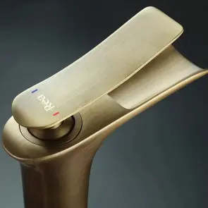 Змішувач для раковини (умивальника) REA LAGUNA ANTIQUE BRUSHED GOLD високий №5