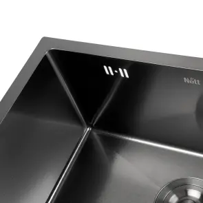 Мийка для кухні чорна під стільницю декорована з PVD покриттям Nett NBS-5742U №2