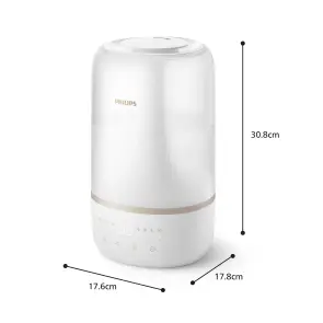 Зволожувач повітря Philips традиційне зволоження Series 1001, 41м2, 3л, 275мл/г, електр. кер-ння, режим сну, нічник, білий №2