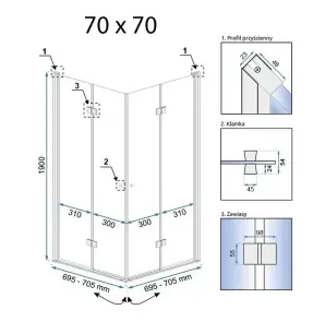 Душевая кабина REA FOLD N2 70x70 CHROME №7