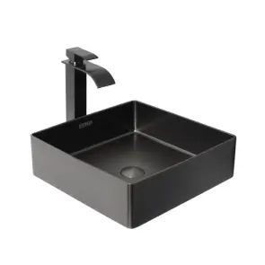 Умивальник Platinum Handmade PVD чорний 400x400 мм №3