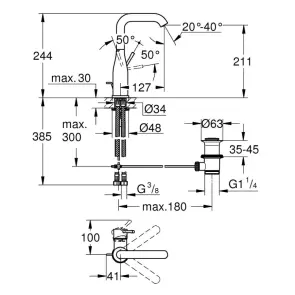 Змішувач для раковини Grohe Essence New 32628GN1 №2