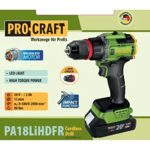 Шуруповерт Procraft PA18LiH DFR з ударом (1 акб і зп) №2