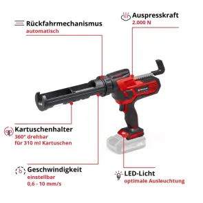 Пистолет для герметика аккумуляторный Einhell TE-SG 18/10 Li - Solo №4