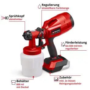 Краскопульт аккумуляторный Einhell TC-SY 18/60 Li - Solo №5