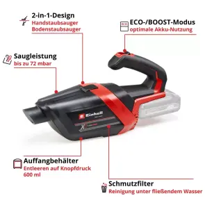 Пылесос аккумуляторный Einhell TE-HV 18/06 Li - Solo №6