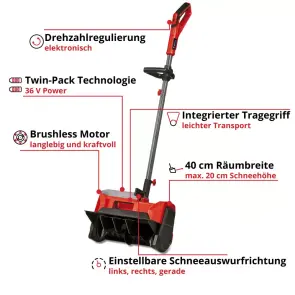 Снігоприбиральна машина акумуляторна Einhell GE-ST 36/40 Li E - Solo №3