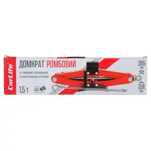 Домкрат ромбовий CarLife 1,5т 104-385мм з гумовою подушкою №3