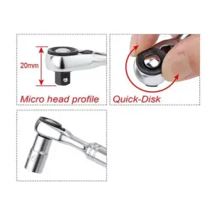 Трещотка мини 1/4" TOPTUL 60 зубцов, быстрый диск CHDU0801 №2