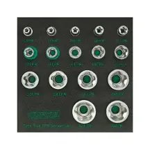 Набор головок Torx Plus EPR 1/4",3/8",1/2" 6EPR-32EPR 16 ед. в ложементе TOPTUL GABF1601