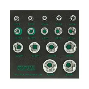 Набор головок Torx Plus EPR 1/4",3/8",1/2" 6EPR-32EPR 16 ед. в ложементе TOPTUL GABF1601 №1