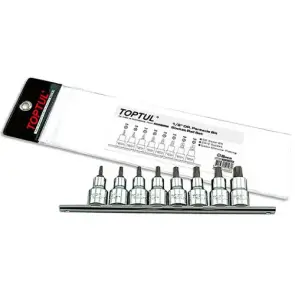 Набір головки з насадкою п'ятигранні з отвором TOPTUL 1/2" TORX T20-T55 8ед. GAAG0806 №1