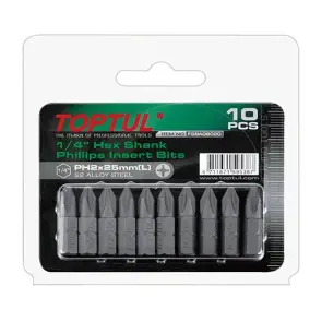 Набір насадок викруткових 1/4" TOPTUL L 25 мм PH2 10 од. FSBA0802G №1